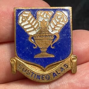 WW2 USAAF Army Air Force Technical School DI DUI Crest Sustineo Alas Brooch Pin
